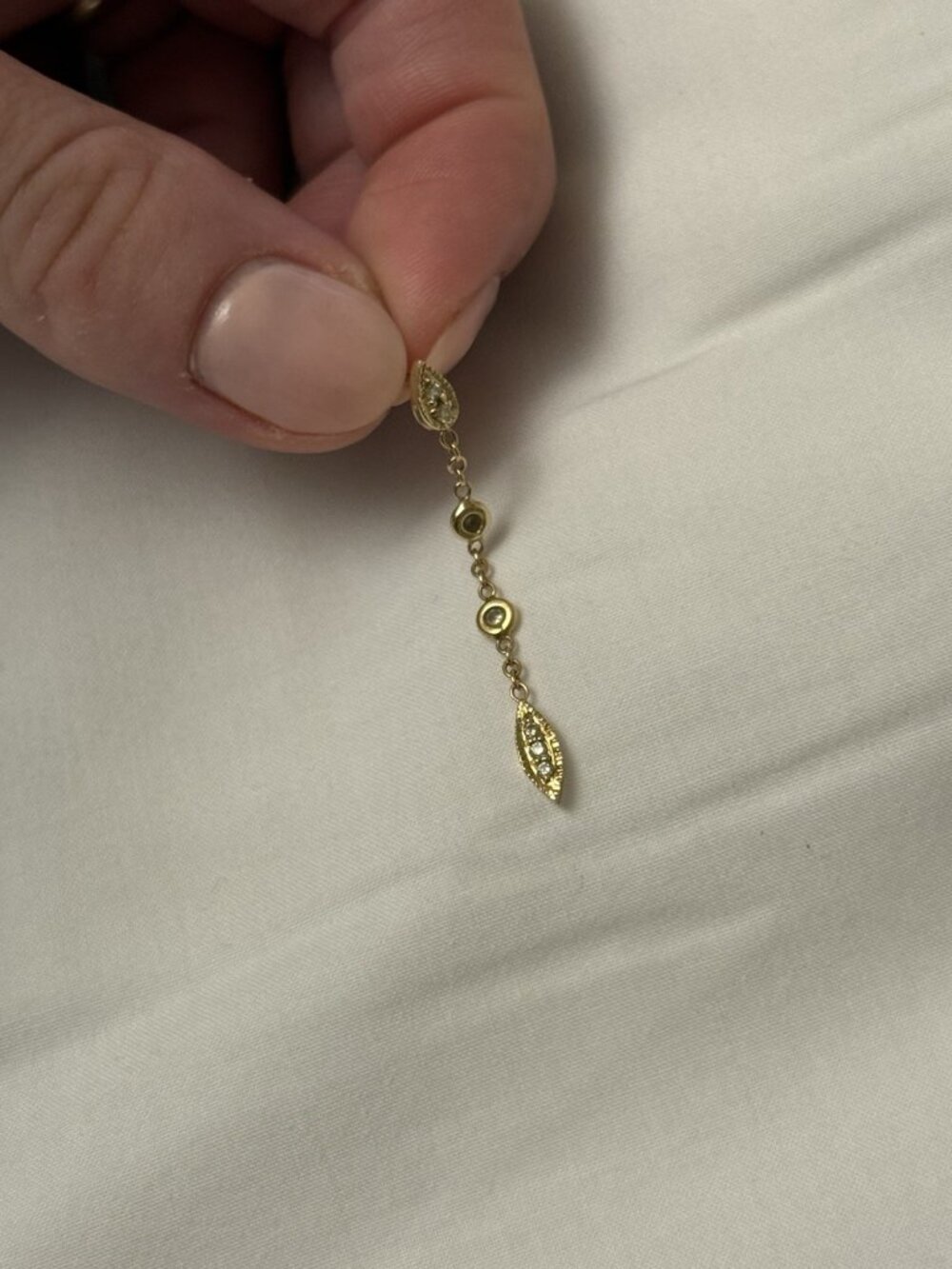 Jacquie Aiche Gold Diamond Tinkerbell Chain Stud Drop Earring
